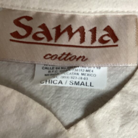 Samia Button Down Top Pintuck Pleat Half Sleeves Fitted Waist Sz S #34L - Picture 7 of 8